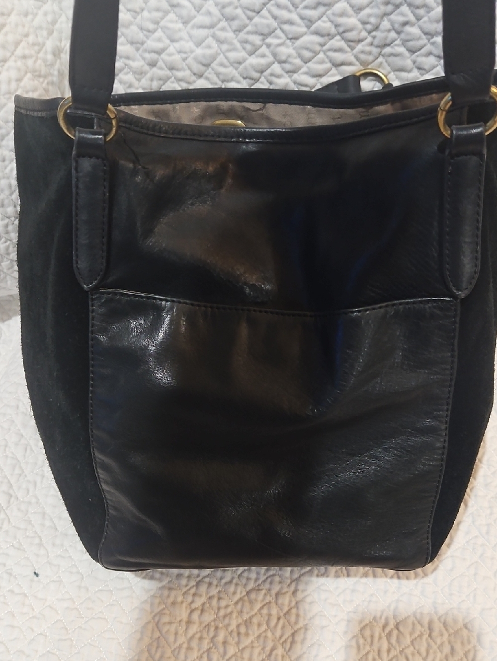 Margot New York Buttery Soft Leather & Suede Handbag Shoulder tote - Picture 6 of 9